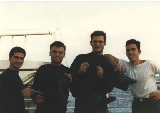 Giovanni, Valentino, Fabio e Angelo al lancio delle scarpe